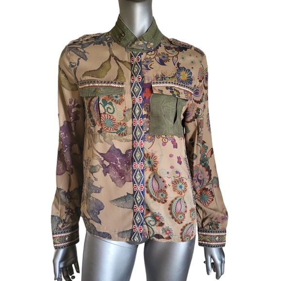 60. Desigual Snap Shirt Top - Size 36 XS - Picture 2 of 9
